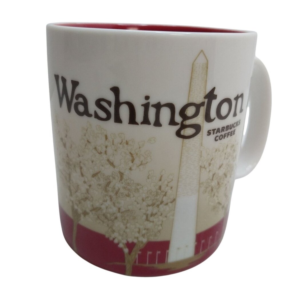 Starbucks Washington DC Coffee Mug White Red 16 Oz 2010 Icon Series Collectible